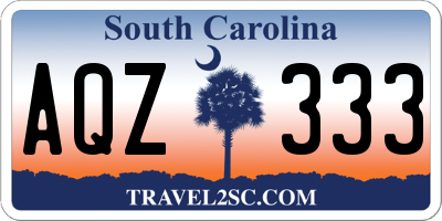 SC license plate AQZ333