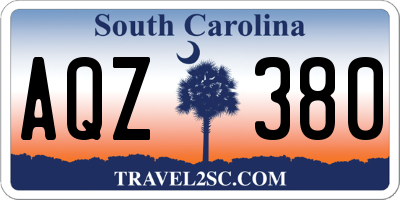 SC license plate AQZ380