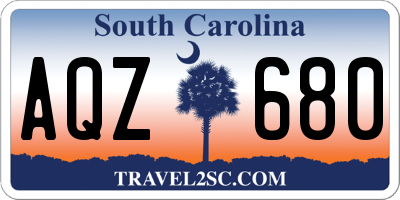 SC license plate AQZ680