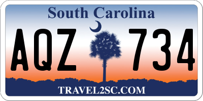 SC license plate AQZ734
