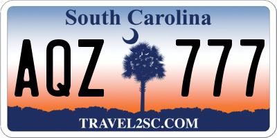 SC license plate AQZ777