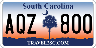 SC license plate AQZ800