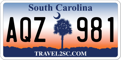 SC license plate AQZ981
