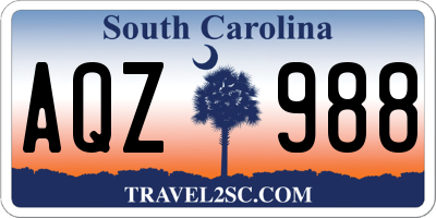 SC license plate AQZ988