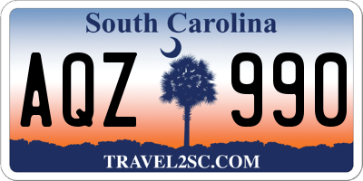 SC license plate AQZ990