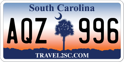 SC license plate AQZ996