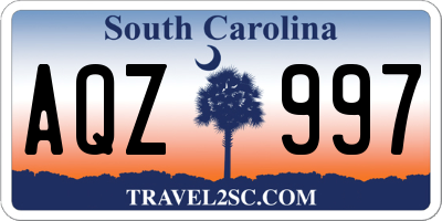 SC license plate AQZ997