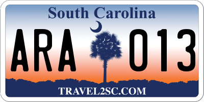SC license plate ARA013