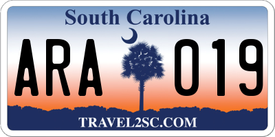 SC license plate ARA019