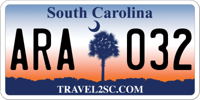 SC license plate ARA032