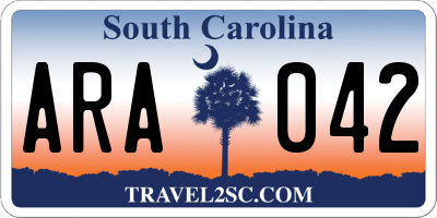 SC license plate ARA042