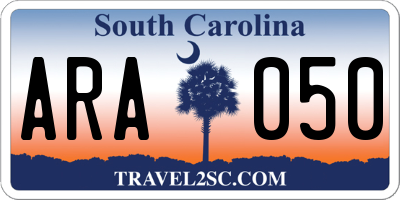 SC license plate ARA050