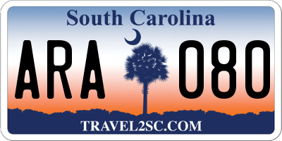 SC license plate ARA080