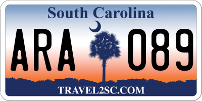 SC license plate ARA089