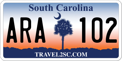 SC license plate ARA102
