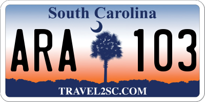 SC license plate ARA103