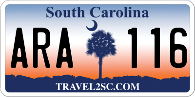 SC license plate ARA116