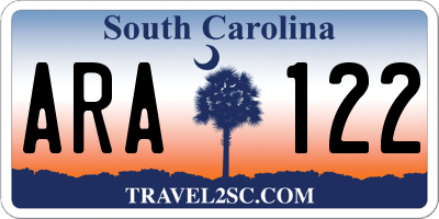 SC license plate ARA122