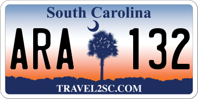 SC license plate ARA132