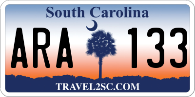 SC license plate ARA133