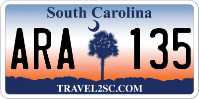 SC license plate ARA135