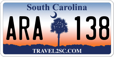 SC license plate ARA138