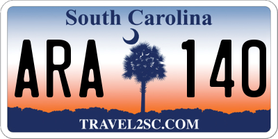 SC license plate ARA140