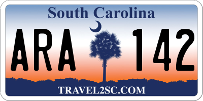 SC license plate ARA142
