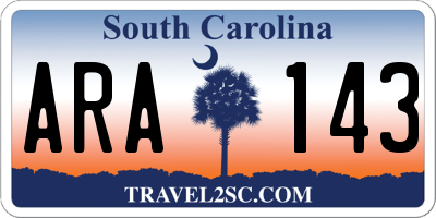 SC license plate ARA143