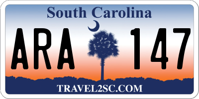 SC license plate ARA147