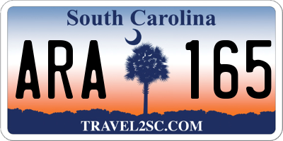 SC license plate ARA165
