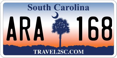 SC license plate ARA168
