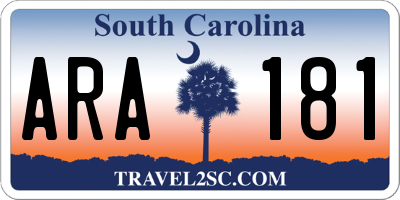 SC license plate ARA181