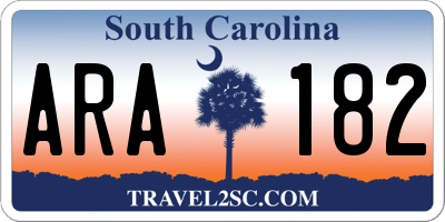SC license plate ARA182