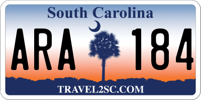 SC license plate ARA184