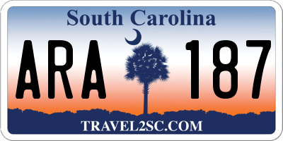 SC license plate ARA187