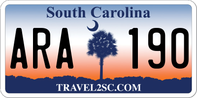SC license plate ARA190
