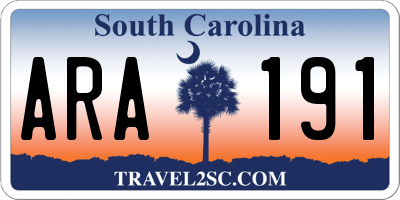 SC license plate ARA191