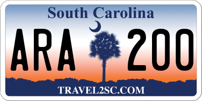 SC license plate ARA200