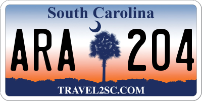 SC license plate ARA204