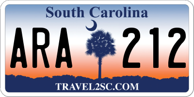 SC license plate ARA212