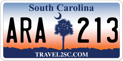 SC license plate ARA213