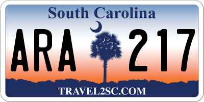 SC license plate ARA217