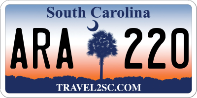SC license plate ARA220