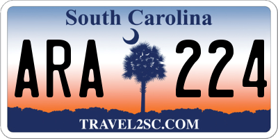 SC license plate ARA224