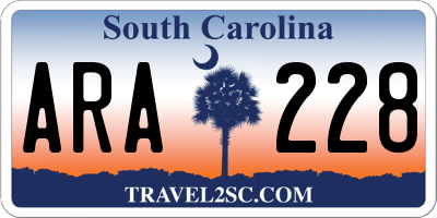 SC license plate ARA228