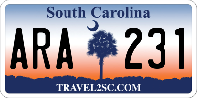 SC license plate ARA231