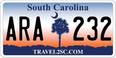 SC license plate ARA232