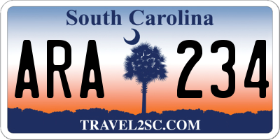 SC license plate ARA234