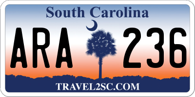SC license plate ARA236